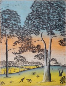 Contentment by Revel Cooper, pastel on paper, 76.3 x 58mm, c.1949. The Herbert Mayer Collection of Carrolup Artwork, John Curtin Gallery, Curtin University.