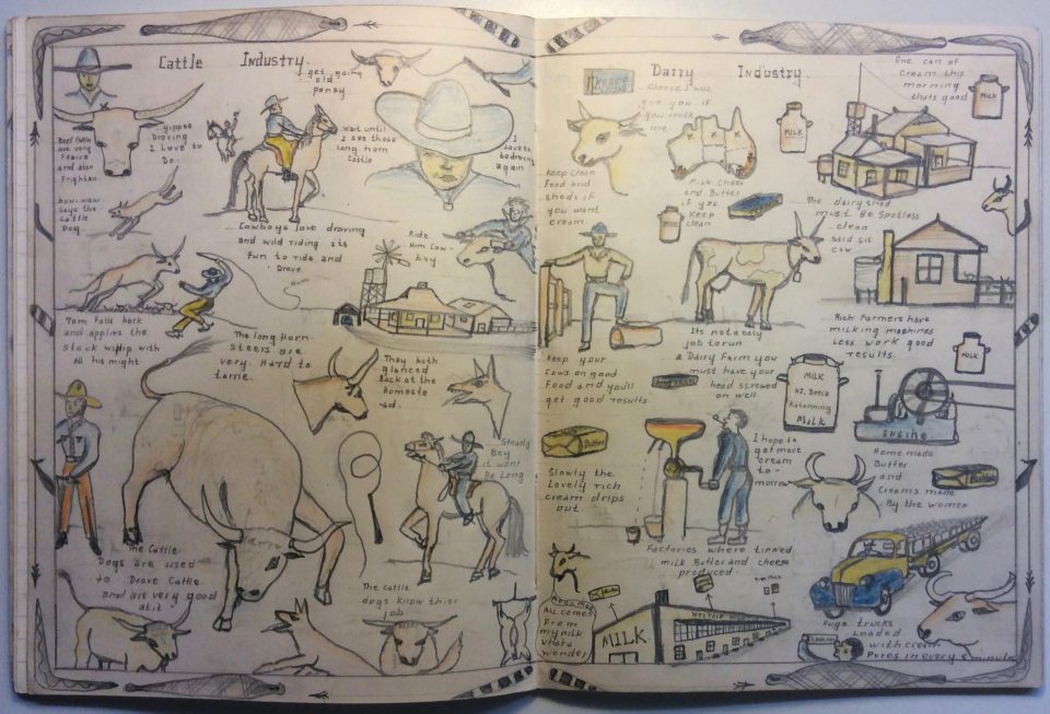 Pages from Revel Cooper's school notebook, History No. 1, Standard 6 , 1949. Mary Durack Miller Collection, Battye Library of Western Australian History.