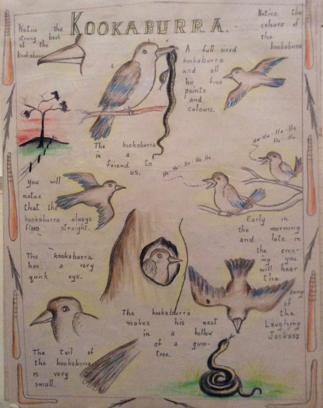 Page from a book the Carrolup boys made for school inspector Charlie Cook, 1950. Noel & Lily White Collection.