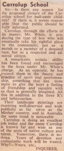 Letter to The West Australian , 18th December 1950. Noel & Lily White Collection.